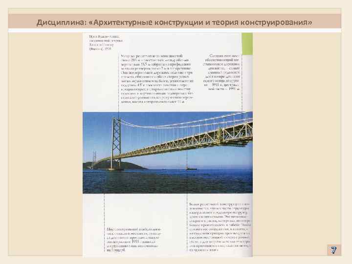 Дисциплина: «Архитектурные конструкции и теория конструирования» 7 