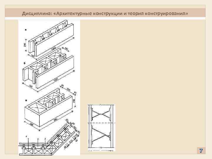 Дисциплина: «Архитектурные конструкции и теория конструирования» 7 