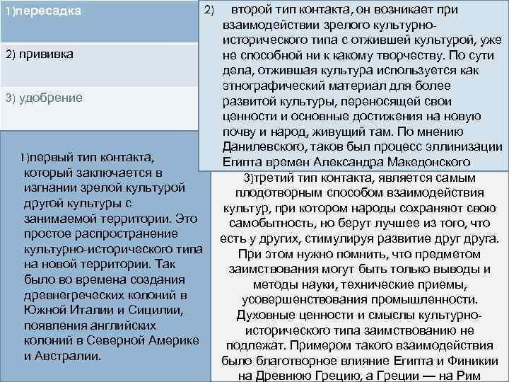 1)пересадка 2) прививка 3) удобрение 1)первый тип контакта, который заключается в изгнании зрелой культурой