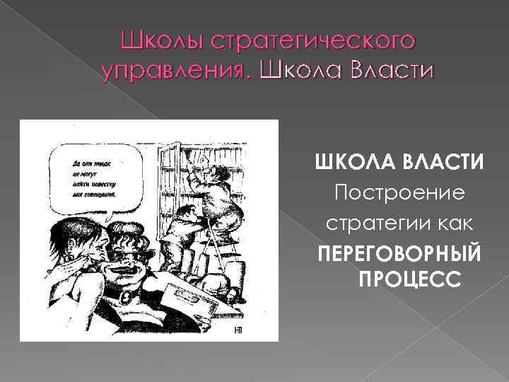 Школы стратегического управления. Школа Власти ШКОЛА ВЛАСТИ Построение стратегии как ПЕРЕГОВОРНЫЙ ПРОЦЕСС 