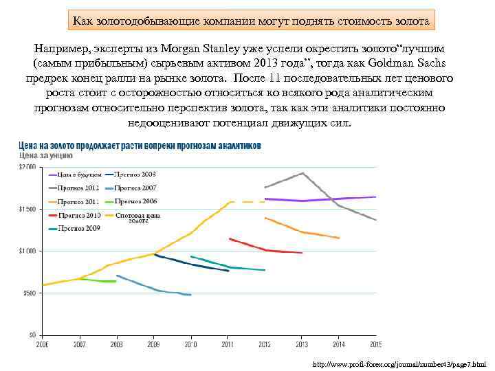 Как золотодобывающие компании могут поднять стоимость золота Например, эксперты из Morgan Stanley уже успели