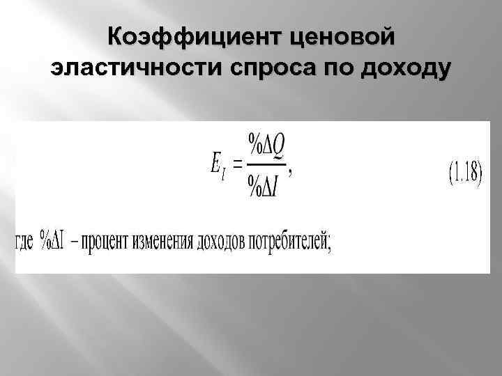 Коэффициент ценовой эластичности спроса по доходу 