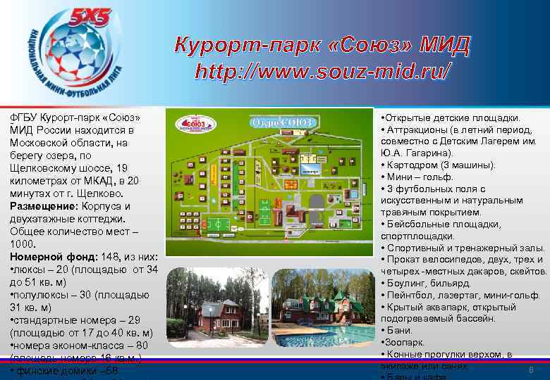 Курорт-парк «Союз» МИД http: //www. souz-mid. ru/ ФГБУ Курорт-парк «Союз» МИД России находится в