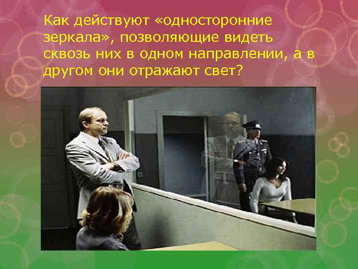 Как действуют «односторонние зеркала» , позволяющие видеть сквозь них в одном направлении, а в