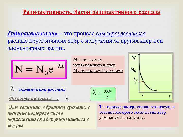 N распада. Формула радиоактивного распада имеет вид. Активность радиоактивного распада формула. Теория радиоактивного распада. Закон поглощения радиоактивного излучения.