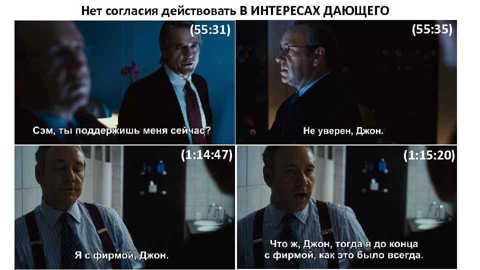 Нет согласия действовать В ИНТЕРЕСАХ ДАЮЩЕГО (55: 31) (1: 14: 47) (55: 35) (1:
