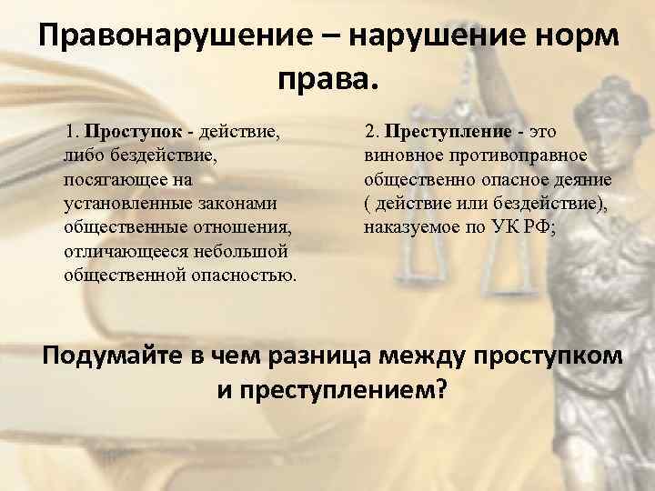 Правонарушение и нарушение