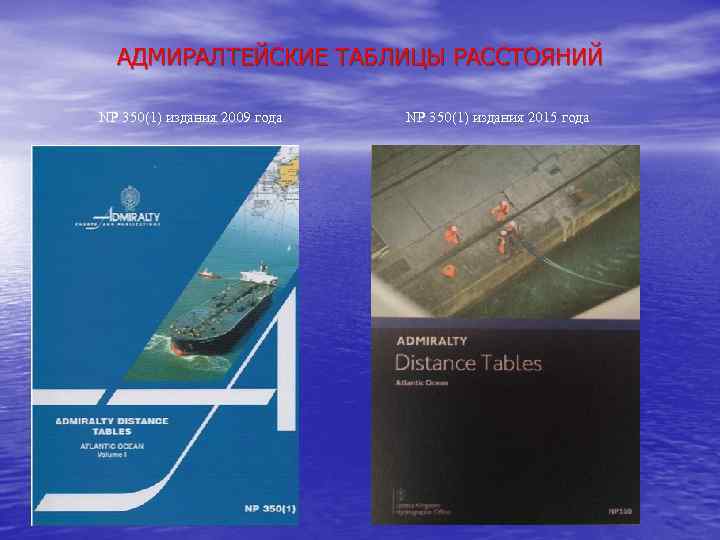 АДМИРАЛТЕЙСКИЕ ТАБЛИЦЫ РАССТОЯНИЙ NP 350(1) издания 2009 года NP 350(1) издания 2015 года 