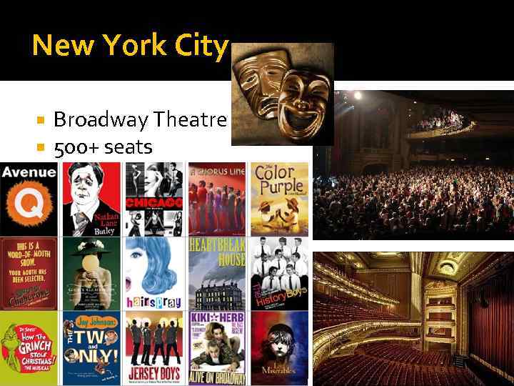 New York City Broadway Theatre 500+ seats 