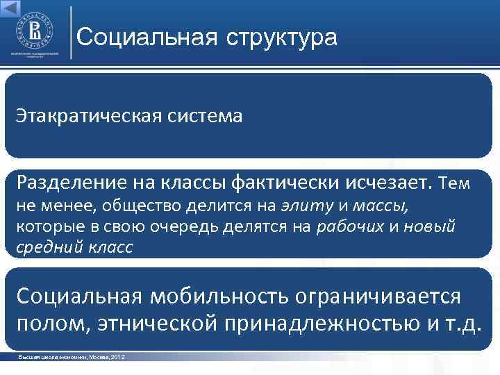 Социальная структура Этакратическая система фото Разделение на классы фактически исчезает. Тем не менее, общество