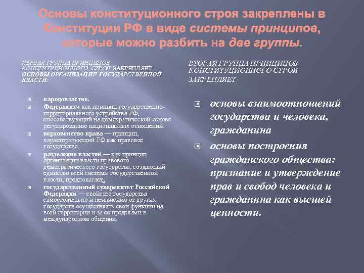 ПЕРВАЯ ГРУППА ПРИНЦИПОВ КОНСТИТУЦИОННОГО СТРОЯ ЗАКРЕПЛЯЕТ ОСНОВЫ ОРГАНИЗАЦИИ ГОСУДАРСТВЕННОЙ ВЛАСТИ: народовластие. Федерализм как принцип