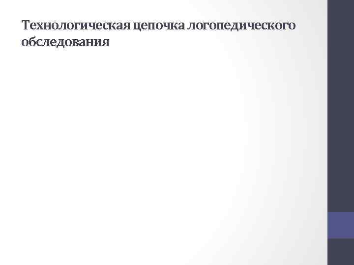 Технологическая цепочка логопедического обследования 