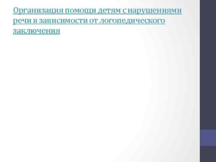 Организация помощи детям с нарушениями речи в зависимости от логопедического заключения 