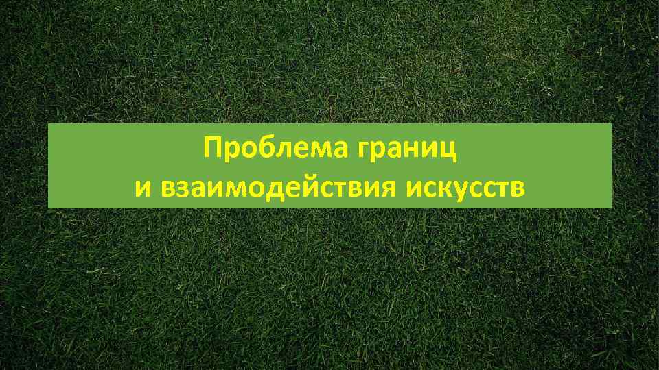  Проблема границ и взаимодействия искусств 
