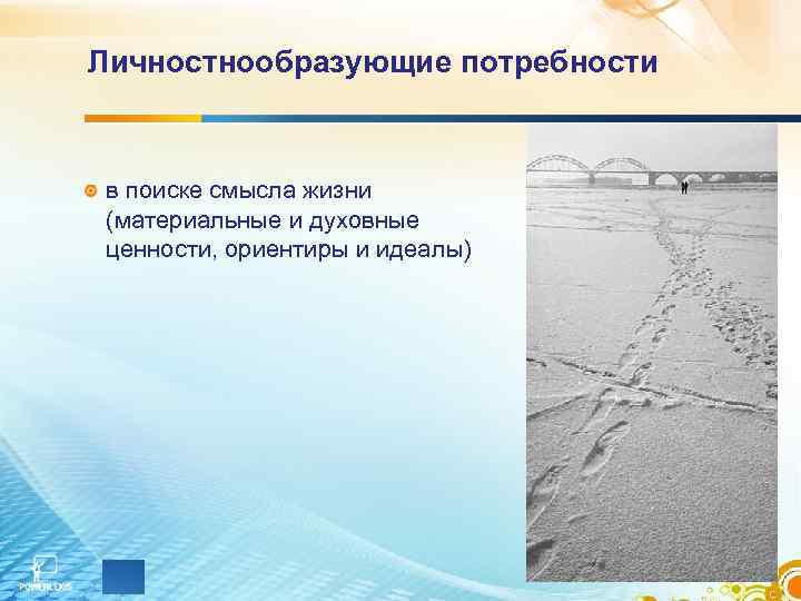 Личностнообразующие потребности  в поиске смысла жизни (материальные и духовные ценности, ориентиры и идеалы)