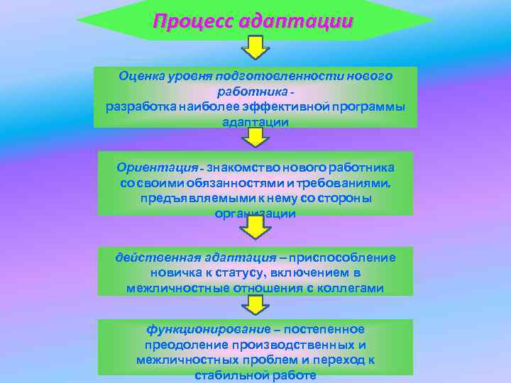 Процесс адаптации Оценка уровня подготовленности нового работника - разработка наиболее Процесс адаптации Оценка уровня подготовленности нового работника - разработка наиболее