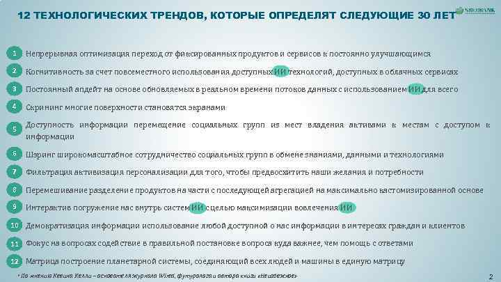 12 ТЕХНОЛОГИЧЕСКИХ ТРЕНДОВ, КОТОРЫЕ ОПРЕДЕЛЯТ СЛЕДУЮЩИЕ 30 ЛЕТ 1 Непрерывная оптимизация 12 ТЕХНОЛОГИЧЕСКИХ ТРЕНДОВ, КОТОРЫЕ ОПРЕДЕЛЯТ СЛЕДУЮЩИЕ 30 ЛЕТ 1 Непрерывная оптимизация