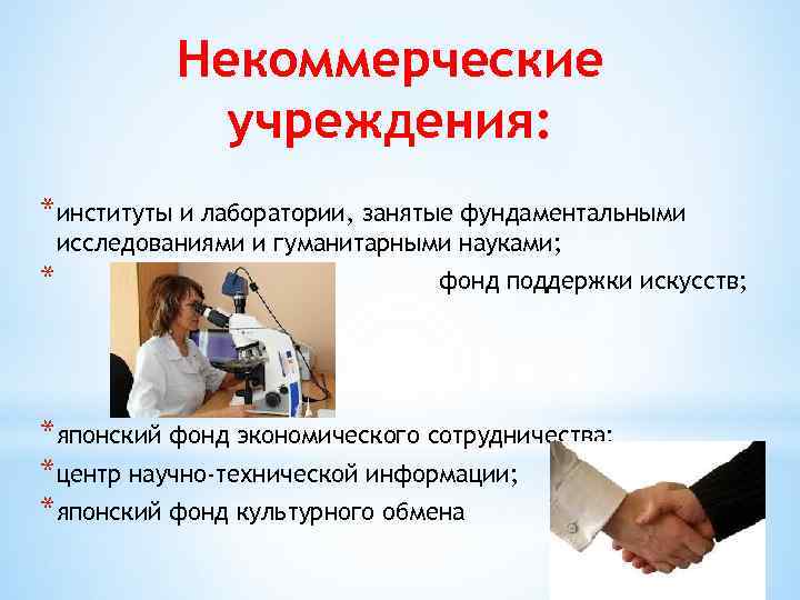    Некоммерческие    учреждения: *институты и лаборатории, занятые фундаментальными исследованиями