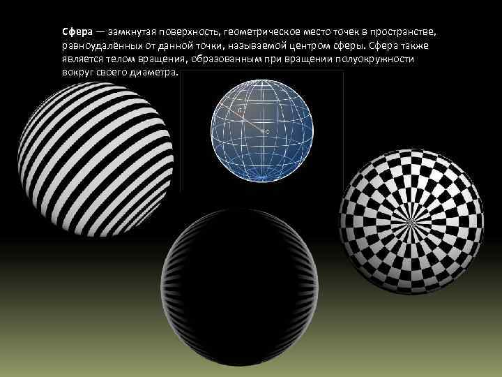 Замкнутая поверхность. Сфера поверхности в пространстве. Геометрическое место точек сфера. Замкнутая сфера.