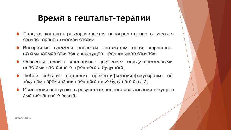 Время в гештальт-терапии Процесс контакта разворачивается непосредственно в Время в гештальт-терапии Процесс контакта разворачивается непосредственно в