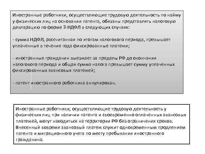 Иностранные работники, осуществляющие трудовую деятельность по найму у физических лиц на основании патента, обязаны Иностранные работники, осуществляющие трудовую деятельность по найму у физических лиц на основании патента, обязаны