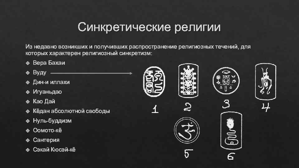      Синкретические религии Из недавно возникших и получивших распространение религиозных