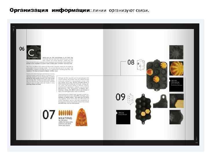 Организация информации: линии организуют связи. 