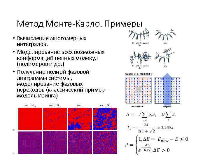  Метод Монте-Карло. Примеры • Вычисление многомерных  интегралов.  • Моделирование всех возможных