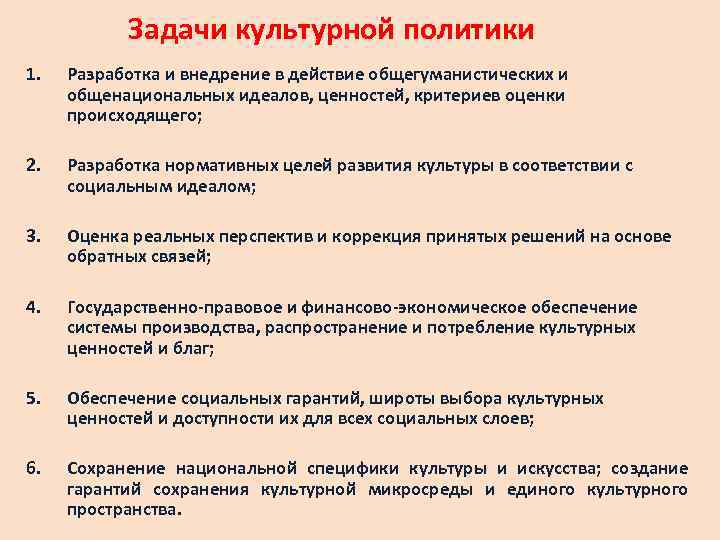 Основные направления политики государства в области культуры презентация