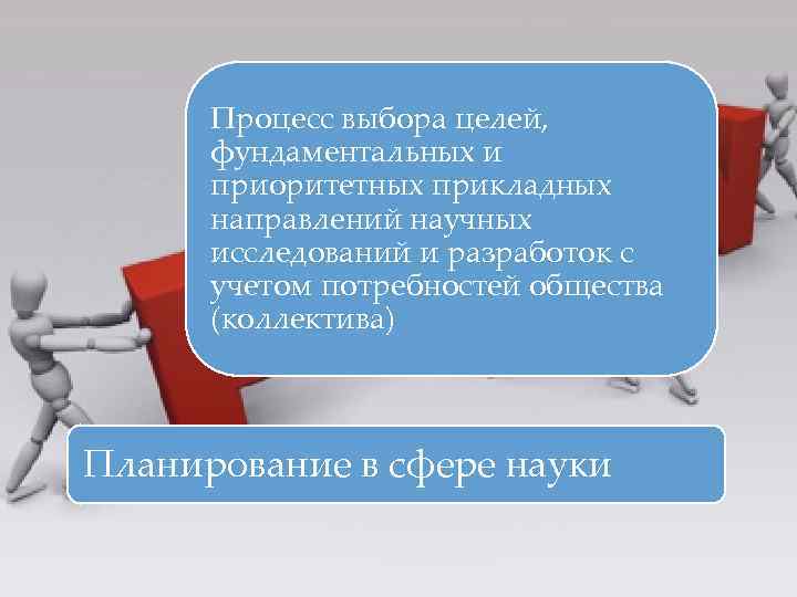  Процесс выбора целей,  фундаментальных и  приоритетных прикладных  направлений научных 