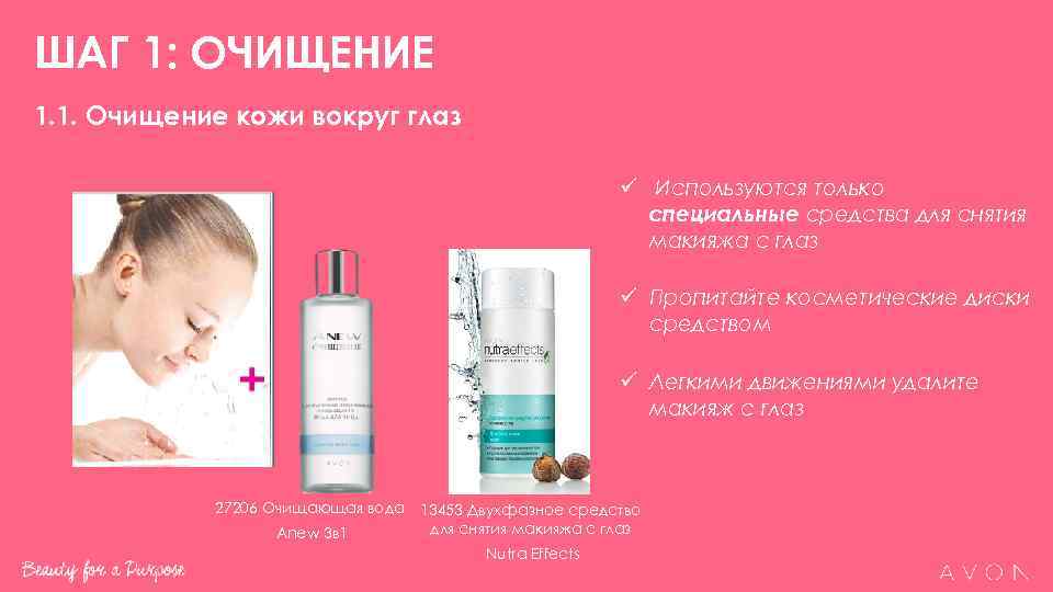 ШАГ 1: ОЧИЩЕНИЕ 1. 1. Очищение кожи вокруг глаз     ü