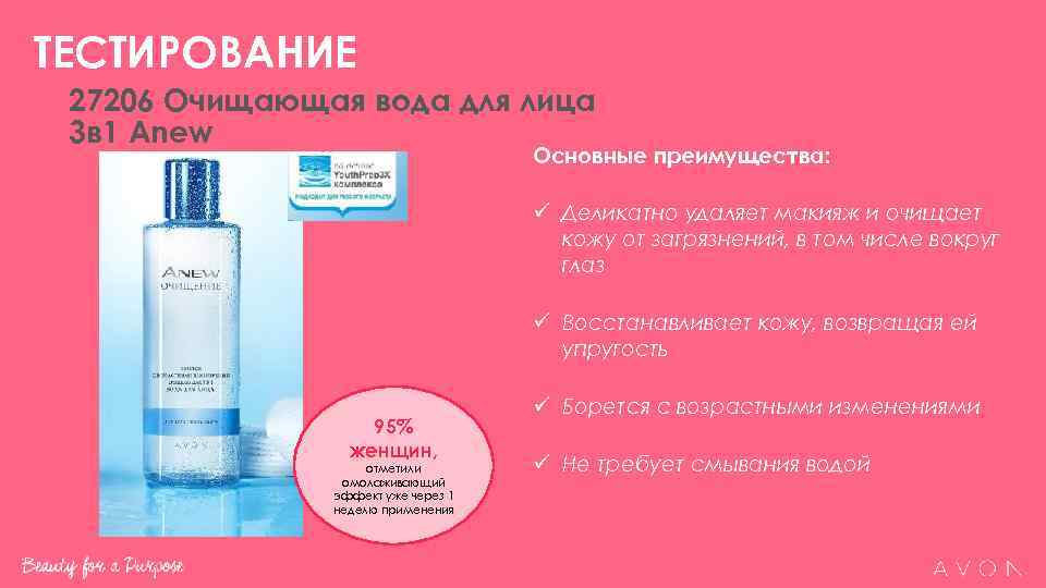 ТЕСТИРОВАНИЕ 27206 Очищающая вода для лица 3 в 1 Anew    