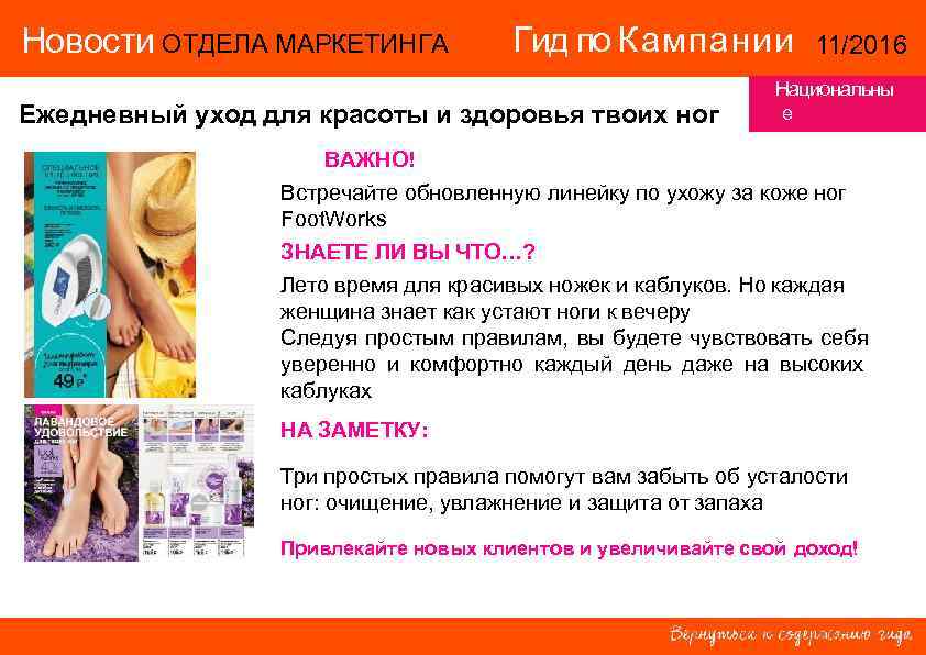 Новости ОТДЕЛА МАРКЕТИНГА   Гид по Кампании  11/2016    
