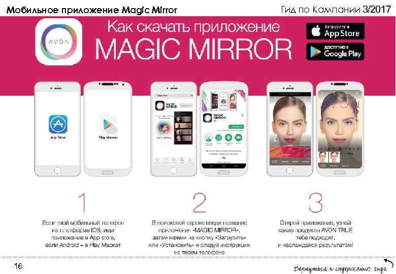 Мобильное приложение Magic Mirror  Гид по Кампании 3/2017 16 