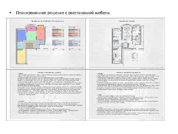  •  Планировочное решение с расстановкой мебели. 