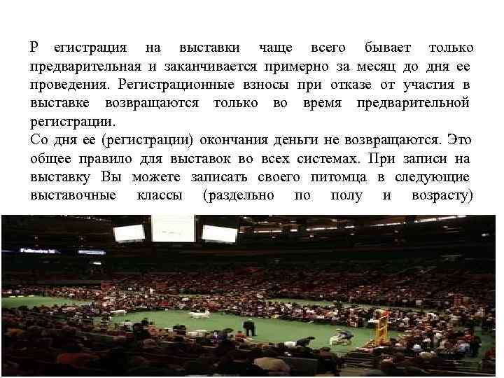Р егистрация на выставки чаще всего бывает только предварительная и заканчивается примерно за месяц