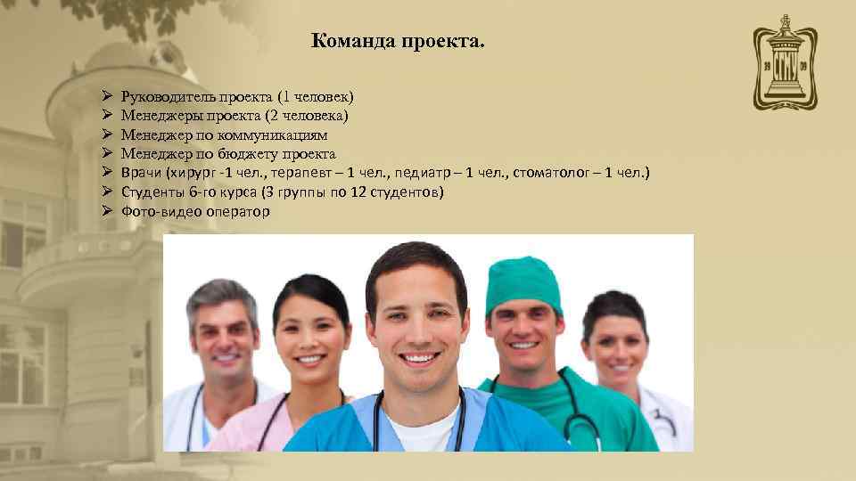       Команда проекта.  Ø  Руководитель проекта (1