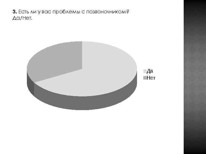 3. Есть ли у вас проблемы с позвоночником? Да/Нет.     Да