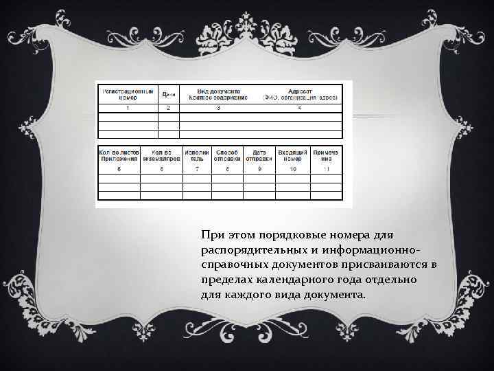 При этом порядковые номера для распорядительных и информационно- справочных документов присваиваются в пределах календарного