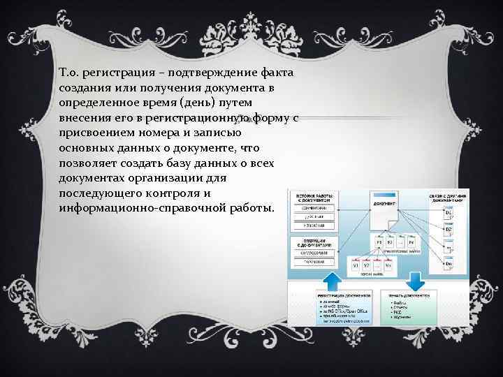Т. о. регистрация – подтверждение факта создания или получения документа в определенное время (день)