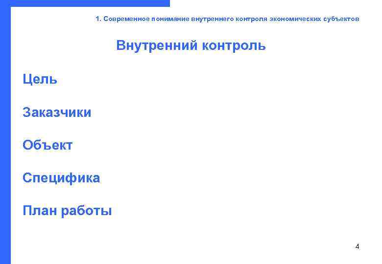    1. Современное понимание внутреннего контроля экономических субъектов    Внутренний