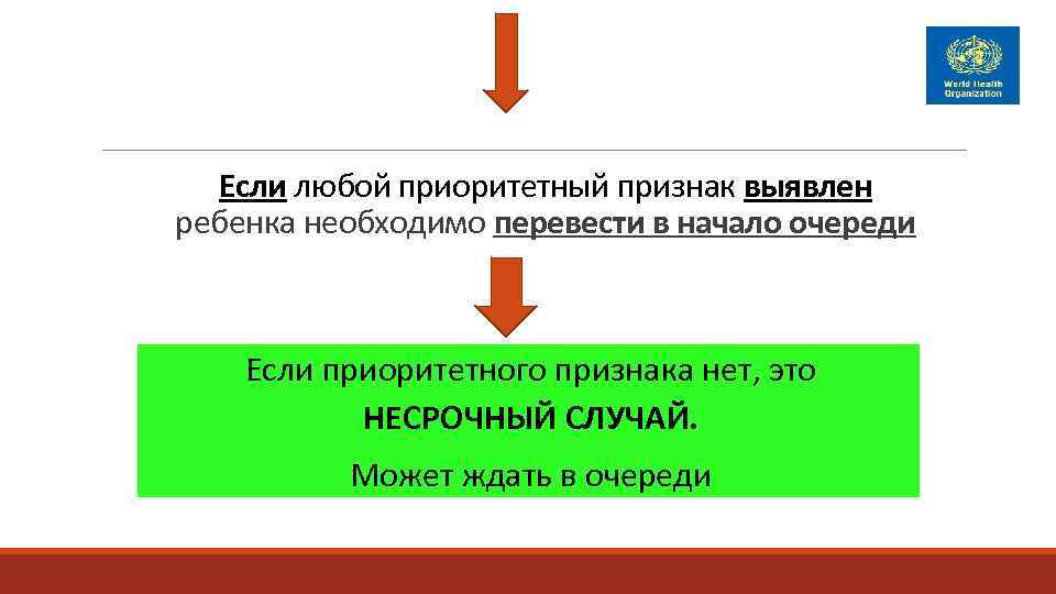  Если любой приоритетный признак выявлен ребенка необходимо перевести в начало очереди  Если