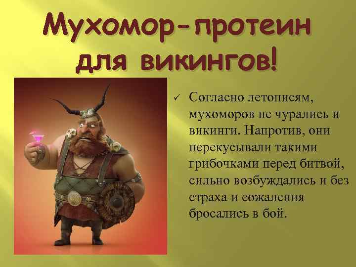 Мухомор-протеин для викингов!  ü  Согласно летописям,   мухоморов не чурались и