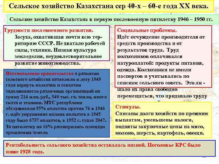 Сельское хозяйство Казахстана сер 40 -х – 60 -е года XX века. Сельское хозяйство Казахстана сер 40 -х – 60 -е года XX века.
