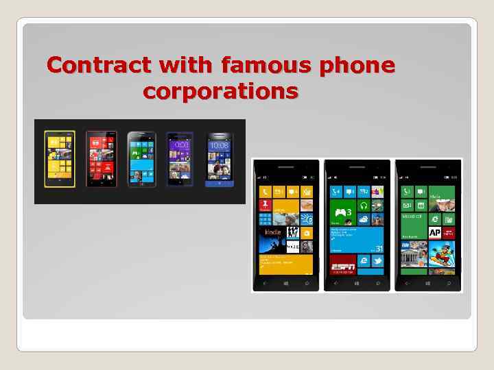 Contract with famous phone  corporations 