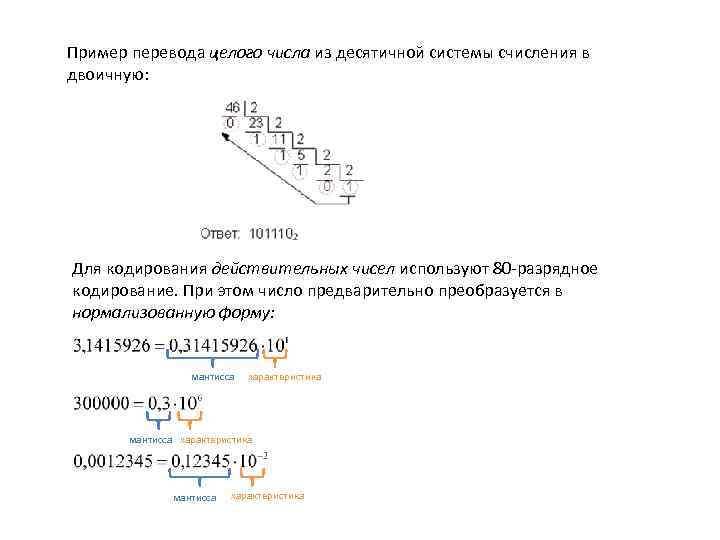 Перевести целые десятичные числа