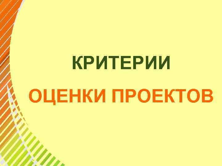   КРИТЕРИИ ОЦЕНКИ ПРОЕКТОВ 