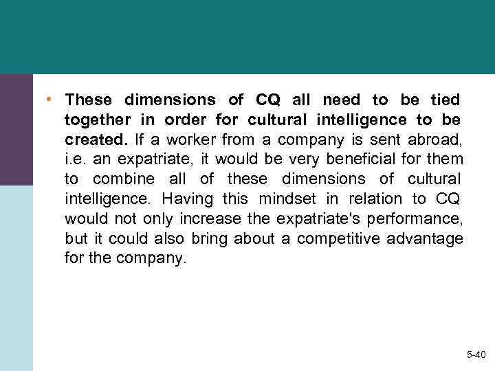  • These dimensions of CQ all need to be tied  together in