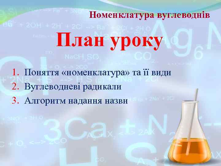 Номенклатура вуглеводнів План уроку 1. Поняття «номенклатура» та її види Номенклатура вуглеводнів План уроку 1. Поняття «номенклатура» та її види