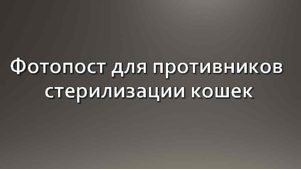 Фотопост для противников  стерилизации кошек 